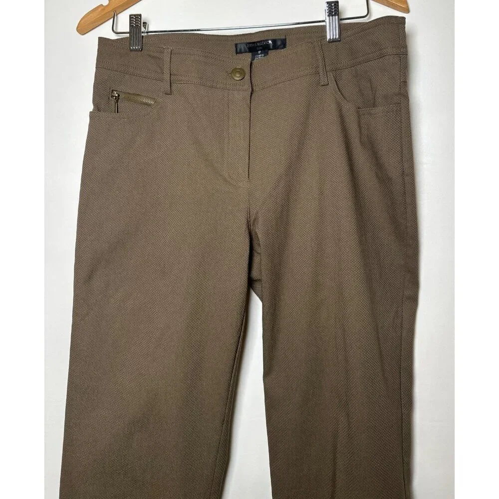 89th & Madison Millennium Straight leg pants, Size 12 Brown Textured Slacks
